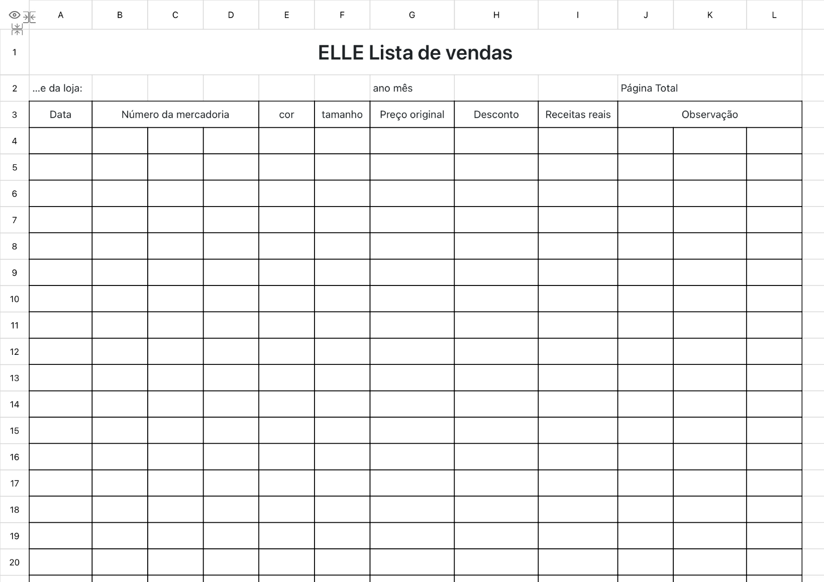 ELLE Lista de vendas